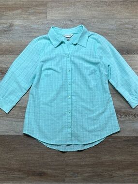 Christopher & Banks Aqua Button-Front Women's Blouse